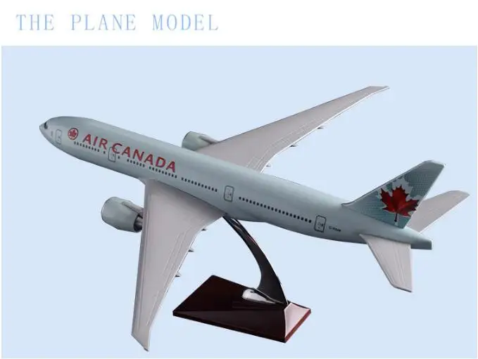 47cm Boeing 777 Aircraft Model United States Canada Airlines Airplane Model Resin US/CA Airbus Airway Model Stand Craft Gift Toy