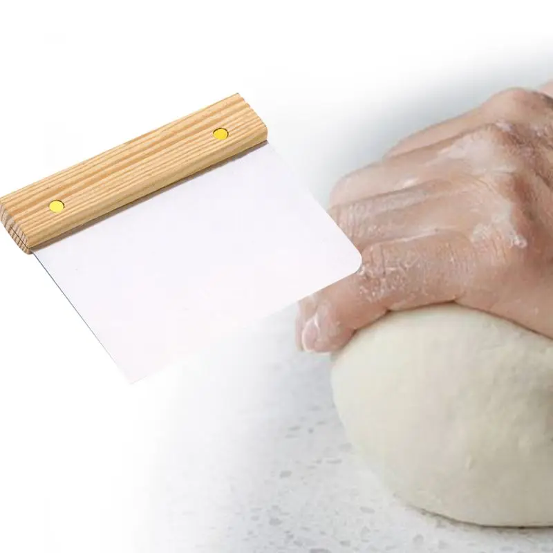 In Acciaio Inox Pizza Dough Ruspe Manico In Legno Torta di Pane Lama Pasticceria Spatole Cutter Da Cucina Strumenti di Cottura