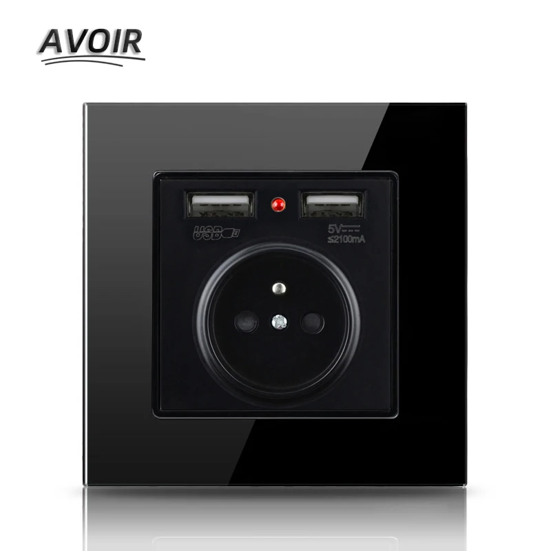 

Avoir Light Switch Home Button Switch ON/OFF 1 2 3 4 Gang 1 2 Way EU FR Plug Wall Socket Glass Panel Electrical Outlet