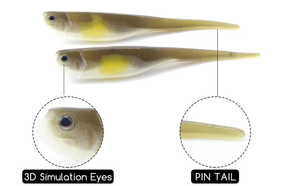 3.5 Inch Super PVC Lure Pin Tail   for Drop-Shot Fishing  5 pcs bag   Perch  Bass  Rock Fish  and Pike Fishing Baits   9 cm Soft