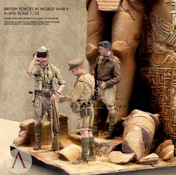 1/35 수지 모델 키트 DIY 피규어 DIY 3 군인 + 장면 무색 및 자체 조립 A-496