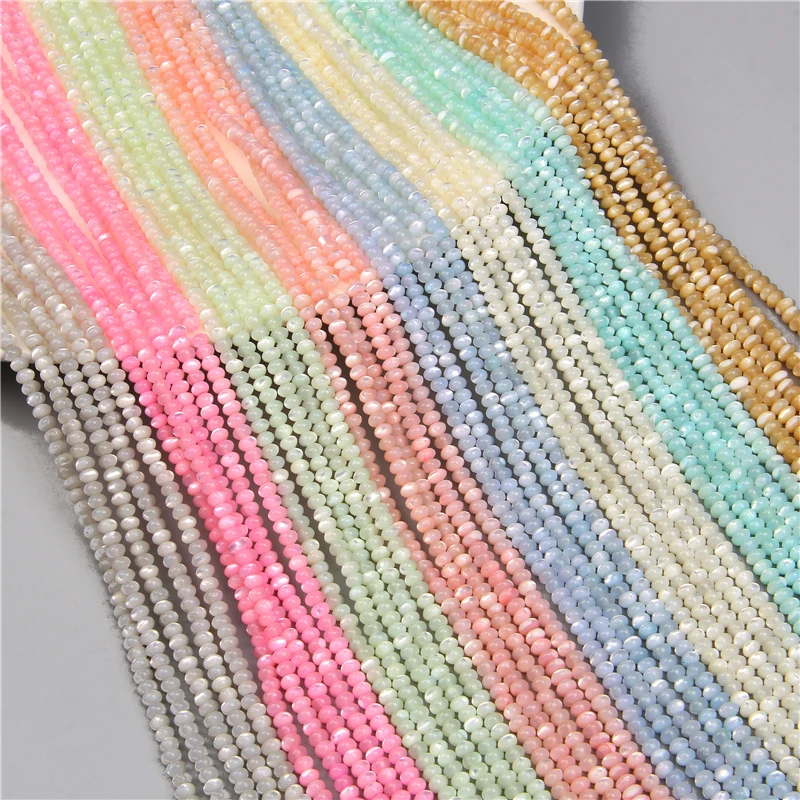 Multi Shape Natural Glitter Shell Beads Rondelle Dyed Mother of Pearl Bead for Bracelet Earrings DIY Jewelry Making Accestories