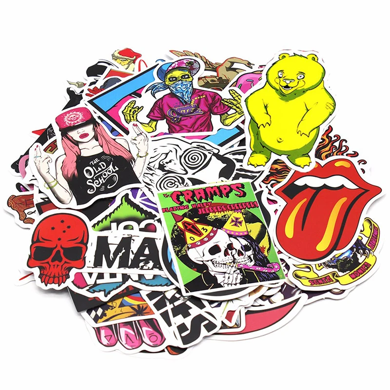 50 PCS Funny Car Stickers on Motorcycle Suitcase Home Decor Phone Laptop Covers For DIY Vinyl Decal Sticker Bomb JDM Car Styling