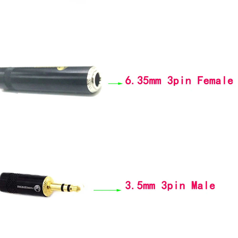 TOP-HiFi 10cm Single Crystal Copper 3.5mm Stereo 3pin Male to 1/4 6.35mm TRS 3pin Female Audio Adapter Cable 6.35 to 3.5