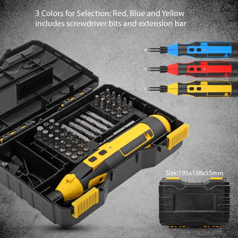 Hi-Spec 3.6V Mini Electric Screwdriver Kit Lithium Battery USB Rechargeable Screwdriver Bit Set 1/4 Torque Cordless Screwdriver