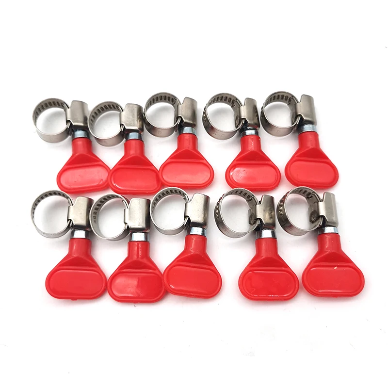 

10PCS Adjustable Stainless Steel Butterfly Hose Clamp For 8-12mm OD Pipe