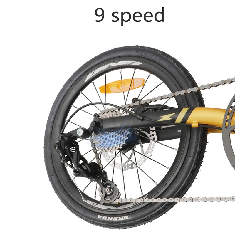 Folding Bike 16 Inch 9 Speed Disc Brake bicycle chrome molybdenum steel Portable 406 folding Bicycle