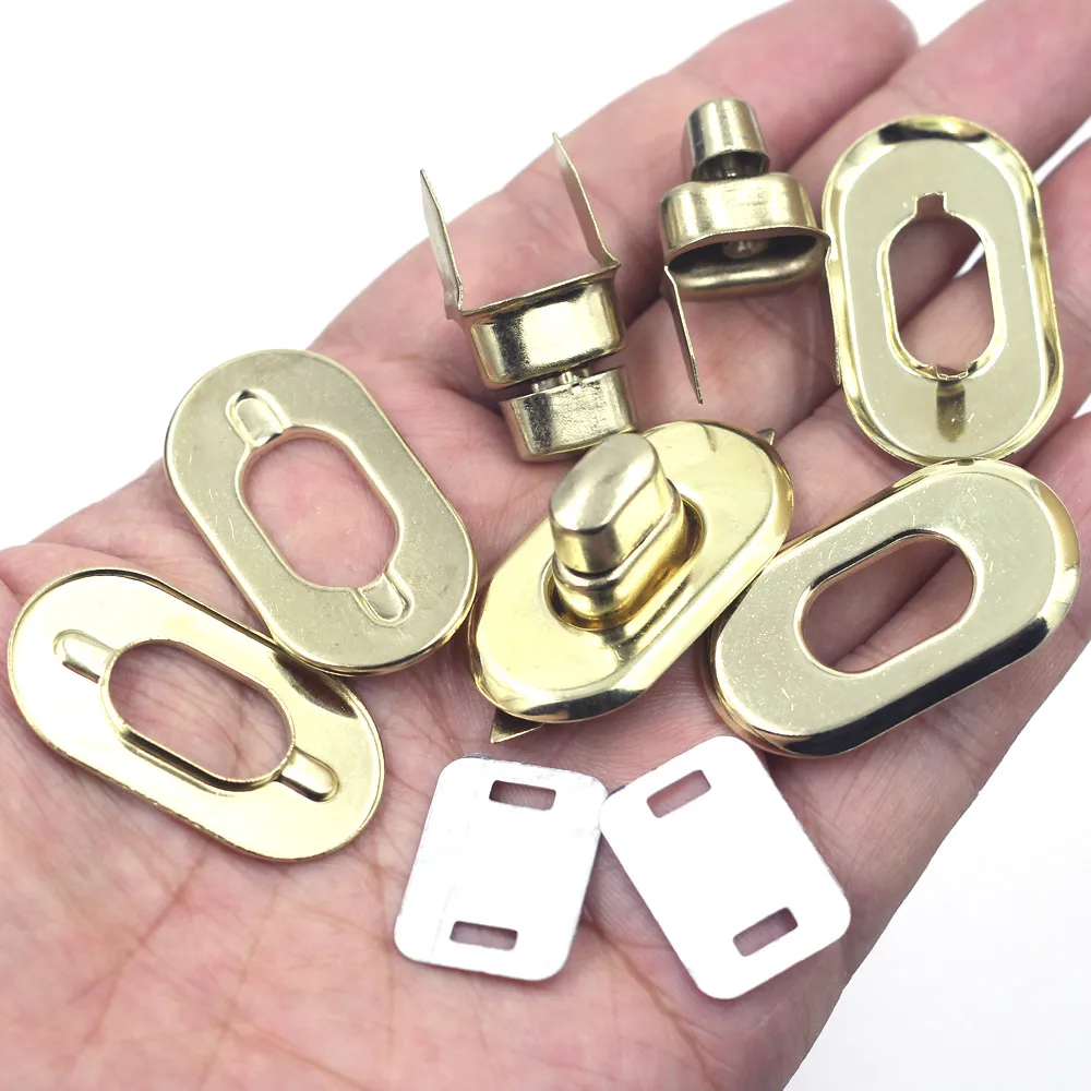 50Sets Turn Lock Twist Locks Clasps Closure Clutch Gold Tone Bag Handbag Purse Buckle DIY Crafts Leather Luggage Hardware