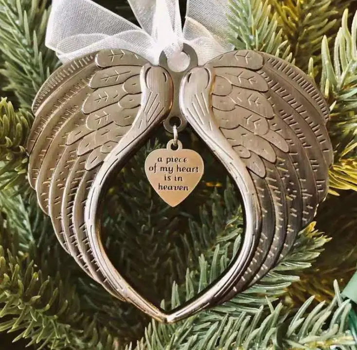 

Christmas Angel Wing Ornament Stylish Pendant For Decoration A Piece Of My Heart Is In Heaven Christmas Memorial Decoration SN