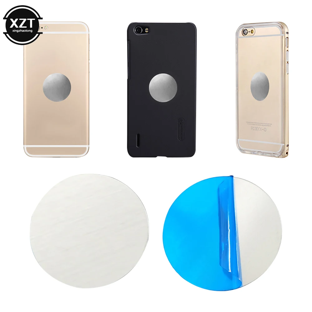 Car Phone Holder Metal Plate Magnetic Holder Round Square Sticker Iron Sheet for Mobile Tablet Magnet Disk Desk Car Stand