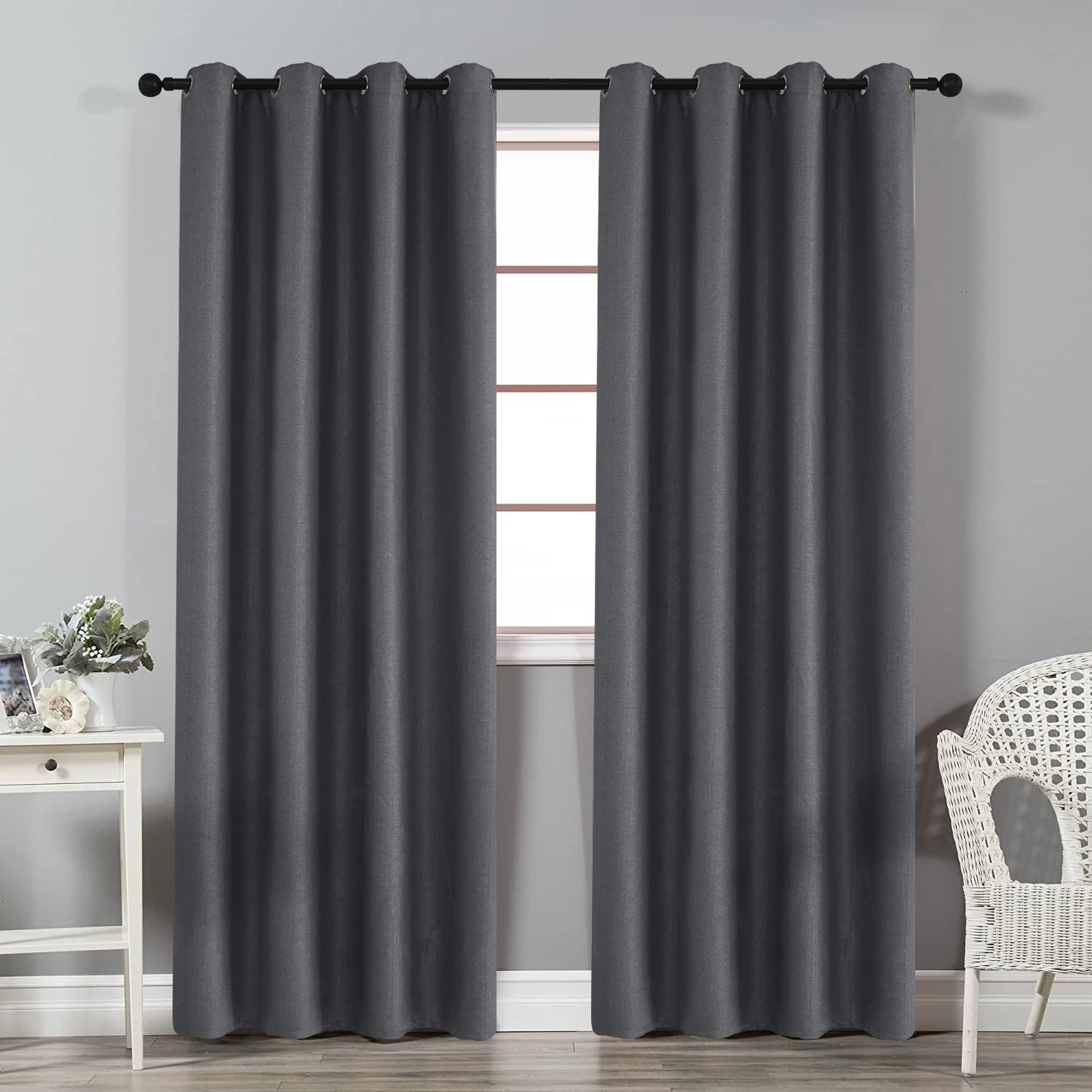 

Modern Solid Blackout Curtains Linen Solid Curtain Full Shading Drapes Curtain Eyelets Home Decor For Living Room Bedroom