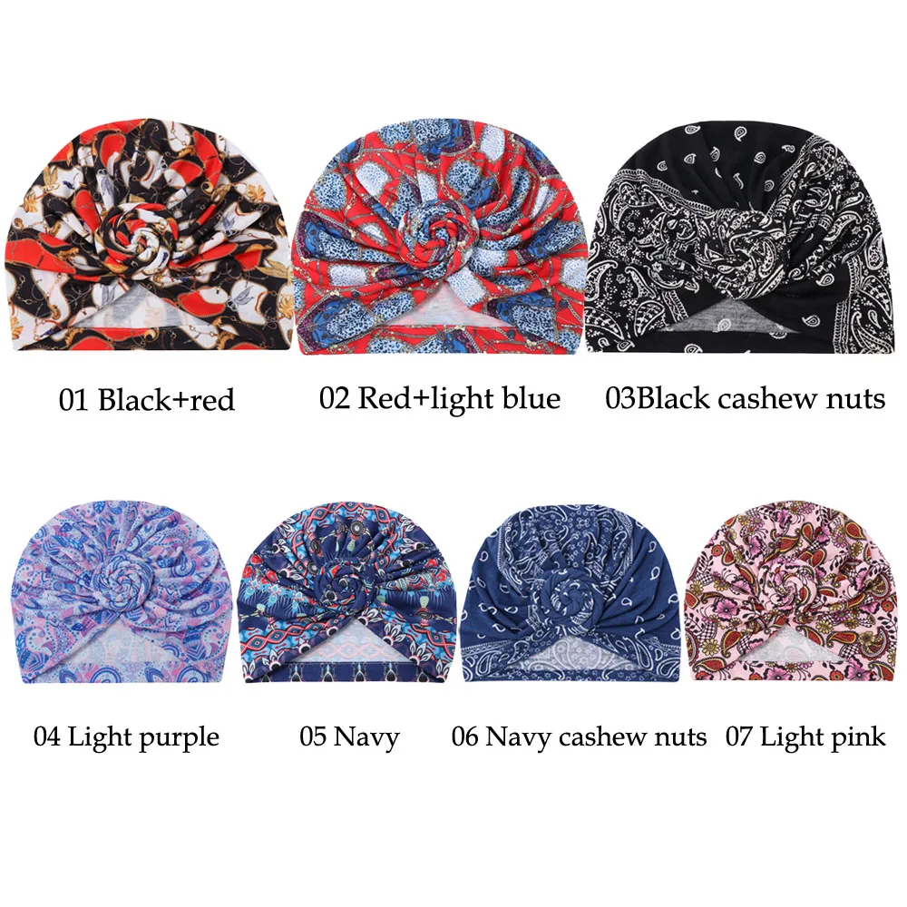 Women Hair Loss Hijabs Twist Knot Lady Cancer Chemo Cap Muslim Turban Hat Arab Head Wrap Cover Beanie Headwear Skullies Printed