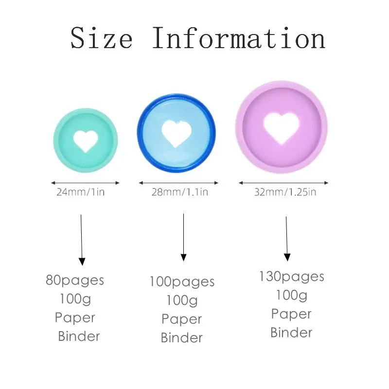 50/100 قطعة متنوعة القلب أقراص ديسبنت DIY بها بنفسك مخطط دفتر ملزمة 24/28/32 مللي متر دفتر ملزمة اكسسوارات LF19-308