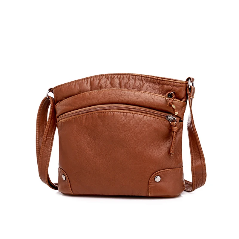 Yogodlns Weiche PU Leder Schulter Tasche Frauen Retro Umhängetasche Doppel-reißverschluss Weiblichen Umhängetasche Große Kapazität Täglichen Handtasche – Detail 18
