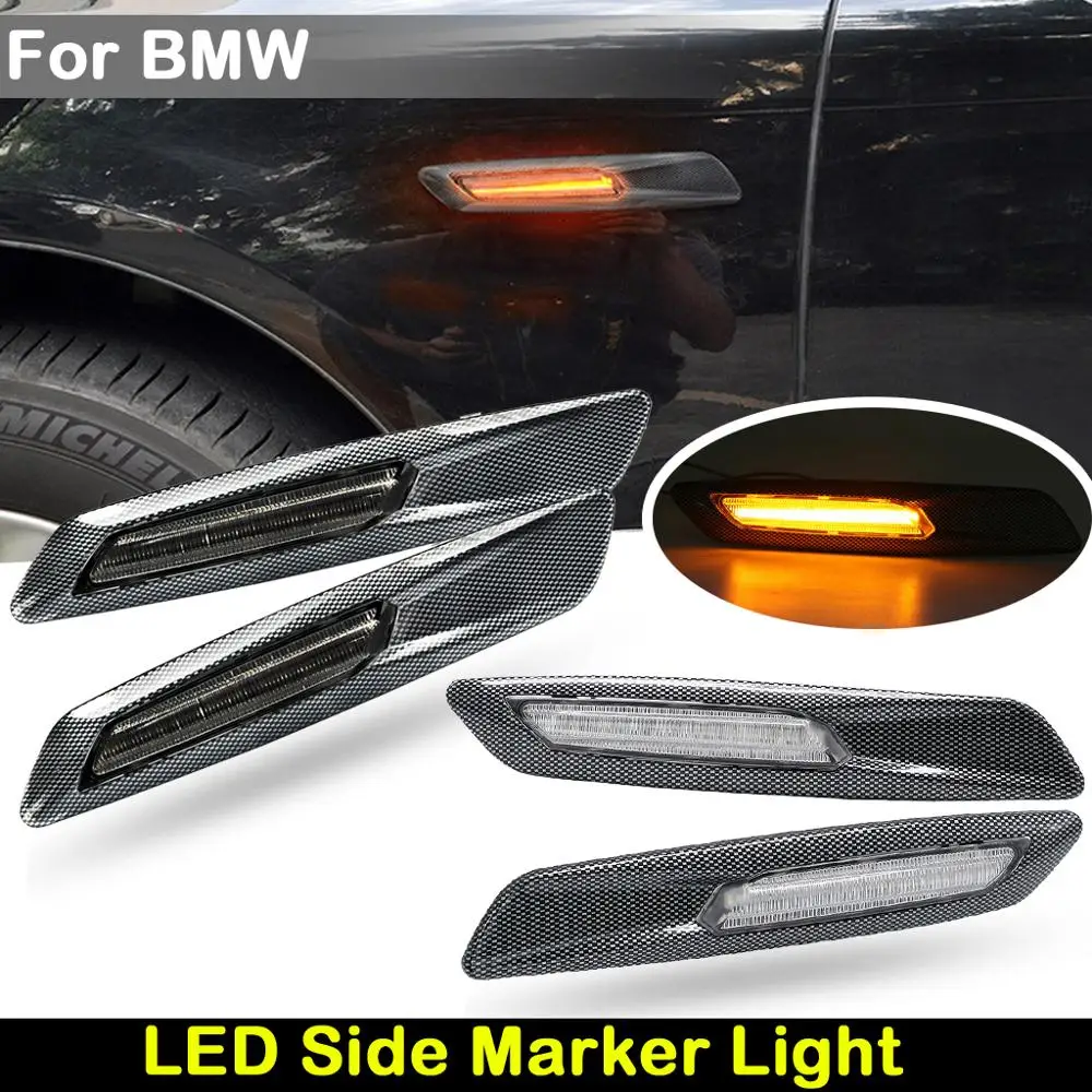 

For BMW 1Series E82 E88 3Series E90 E91 E92 E93 5Series E60 E61 Car 3D Carbon Finishes Shell Side Marker Light Turn Signal Lamp