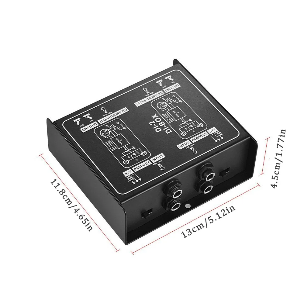 Low Noise Guitar Bass Passive Audio DI Box Direct Injection Box DI TRS 2 Channel Audio Converter