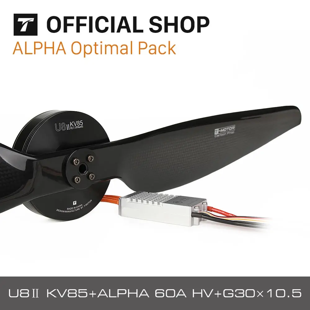 T-motor Brushless Motor & FOC ESC & Prop Set U8 Ⅱ II KV85+ALPHA 60A HV+G30×10.5 For RC Drone