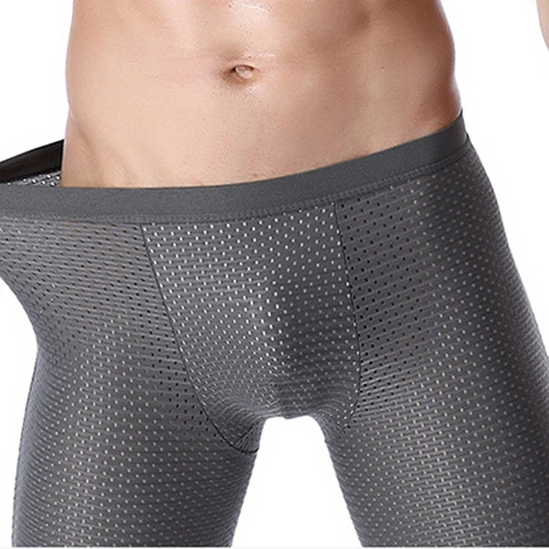 4 paket erkek şort buz ipek konfor nefes külot örgü uzun bacak kısa viskon iç çamaşırı erkekler pantolon iç çamaşırı hediye