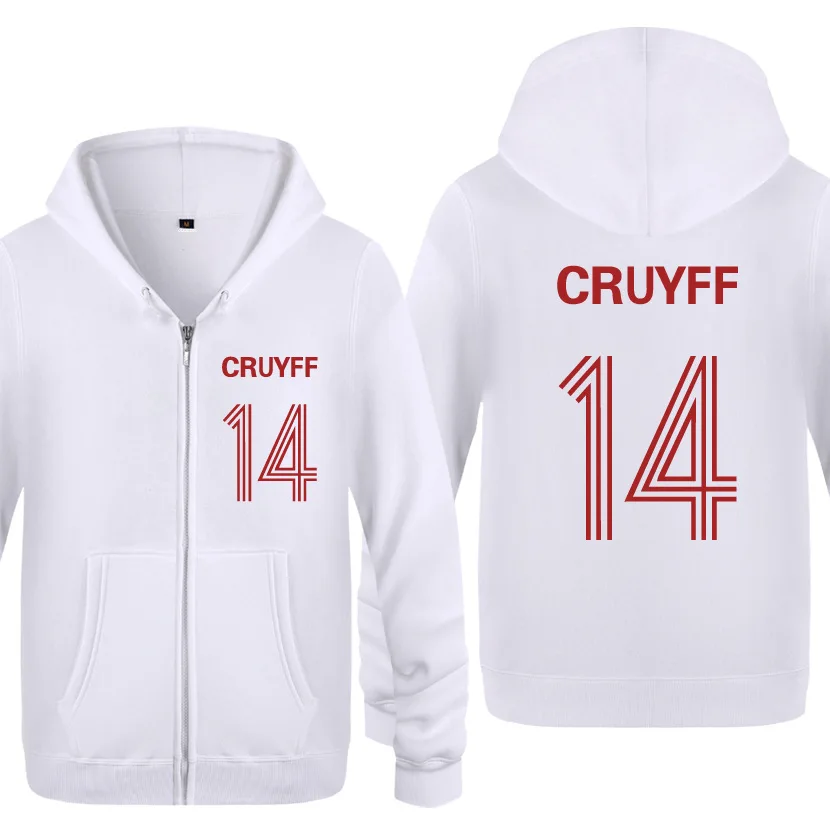 Zipper Hoodies Men JOHAN CRUYFF 14 Printed Mens Hoodie Fleece Long Sleeve Man\'s Jacket Sweatshirt Fitness Tracksuit Fans Coat