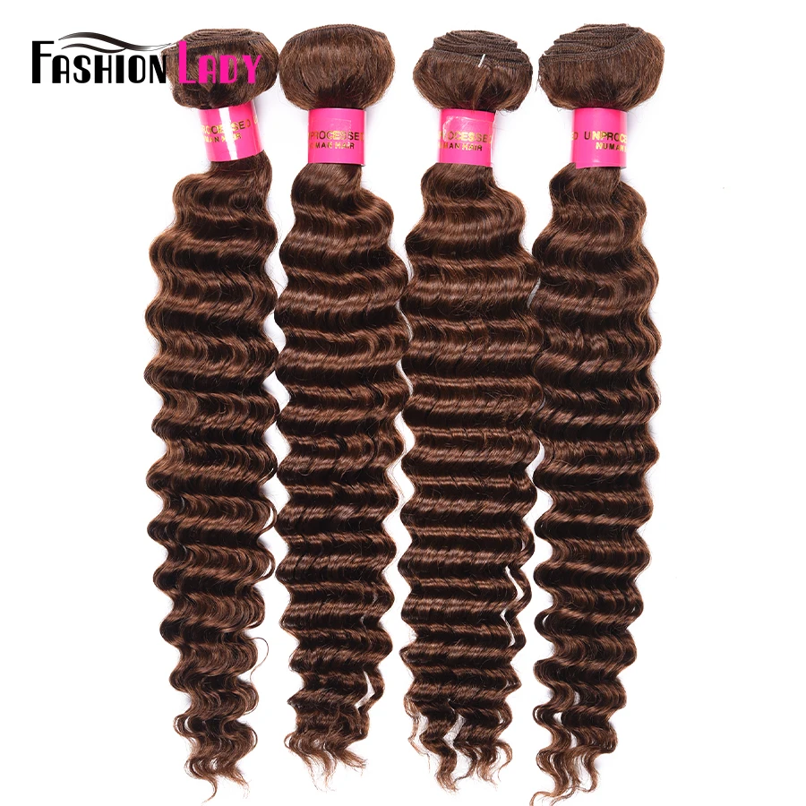 Bundles de cheveux humains pré-colorés Deep Wave, cheveux péruviens, brun chocolat, tissage non remy, 1 pièce, document 4 #