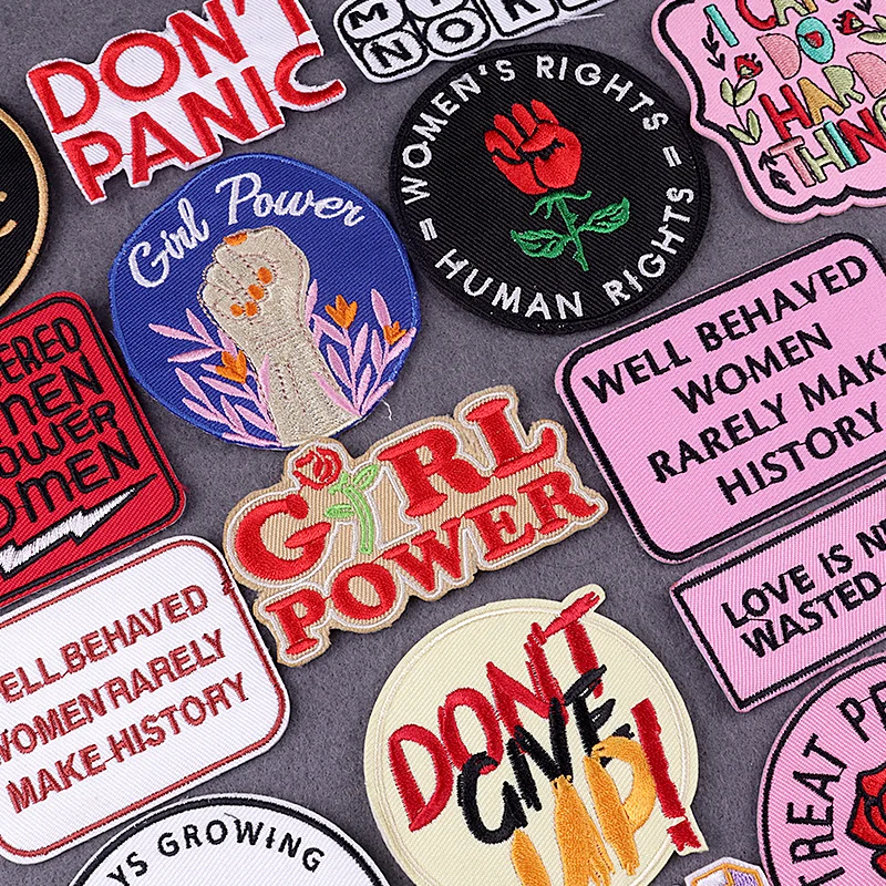 Iron on Patch Girl Power Patches On Clothes DIY Women Badges Clothing Stickers Stripes Embroidered Patches For Dress Accessory