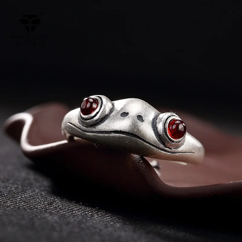 Vintage Frog Ring for Women Artistic Design Retro Opening Resizable Unisex Female Statement Bohemian Rings Silver Color Gift