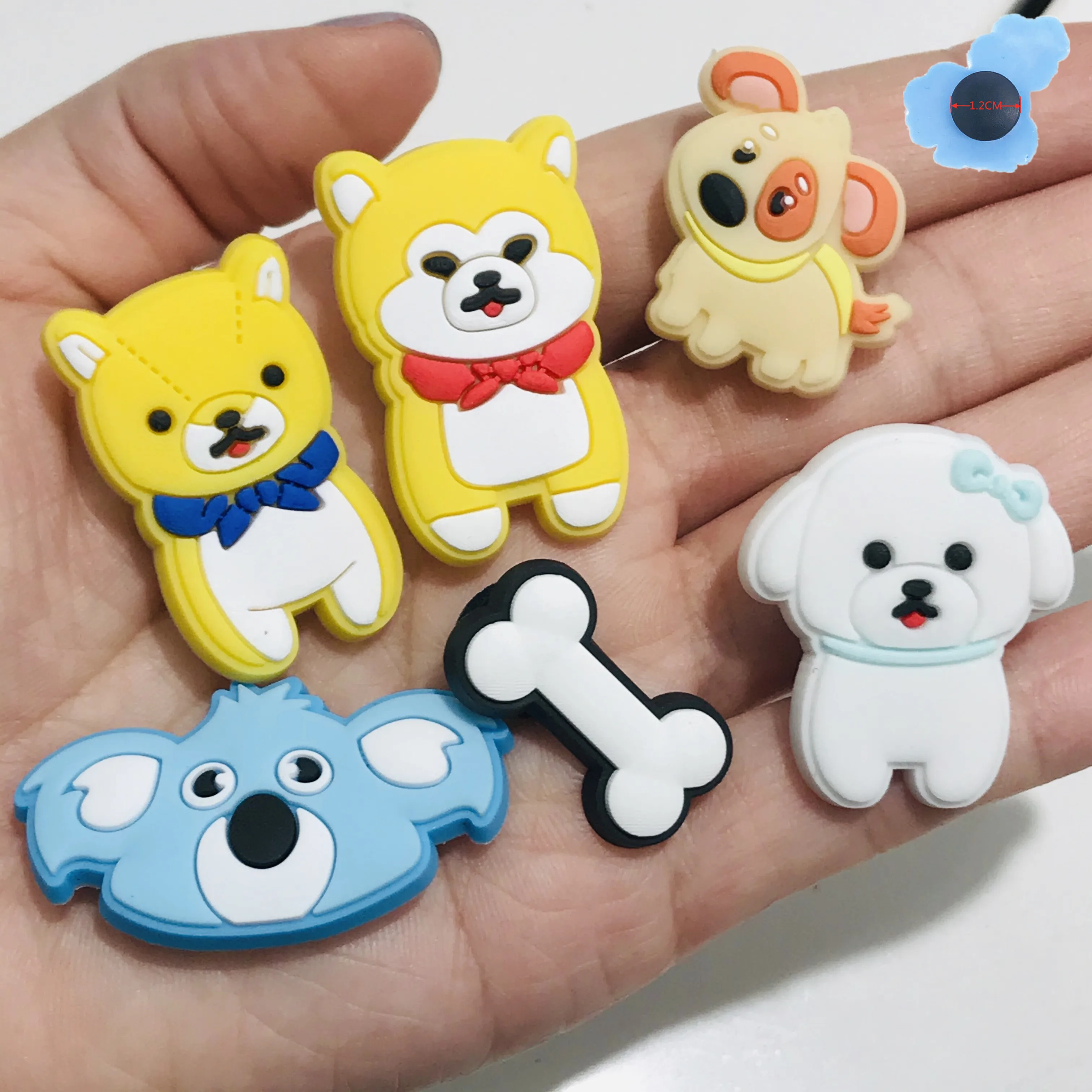 Single Sale 1pcs Dogs Animals Bone PVC Shoe Charms Shoe Decoration Diy Backpack Wristbands  Shoes  Kids X-MAS Party Gift