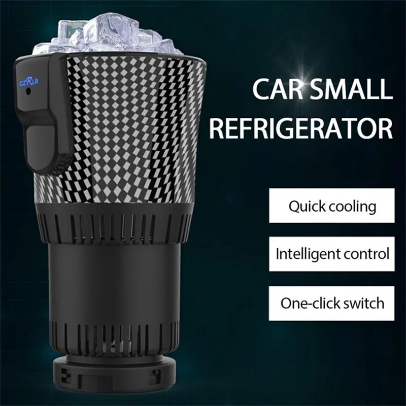 Copo do carro inteligente refrigerador/aquecedor 2 em 1 12v café elétrico leite com display de temperatura bebidas rack carros mini geladeira bx23