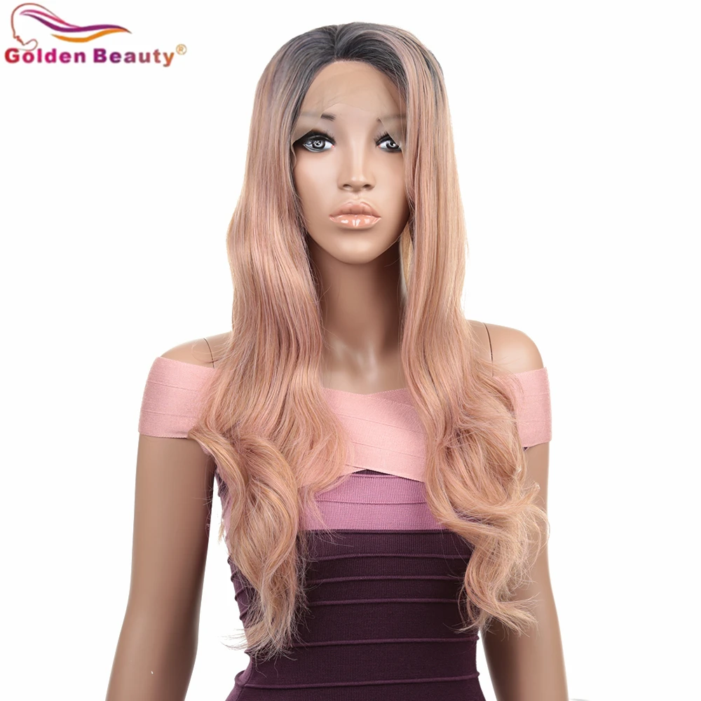 Golden Beauty 26Inch Synthetic Wig Tpart Lace Wig For Women Body Wave Medium Long Length Hair With Side Deep Parting Wigs