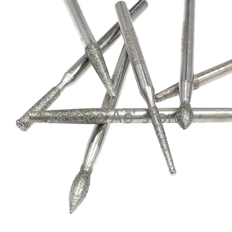 28 Chiếc 7 Size Ngọc Chạm Khắc Dụng Cụ Đánh Bóng Kim Cương Mài Kim Điện Cối Xay Trang Sức Khuôn Xếp Ly Edge Đánh Bóng