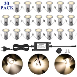 20-Pack DC12V 0.4W Led Embed Floor Lighting IP67 Waterproof Villa Deck/Porch/Step/Backyard Mini Spot Lamps Inground Deck Light