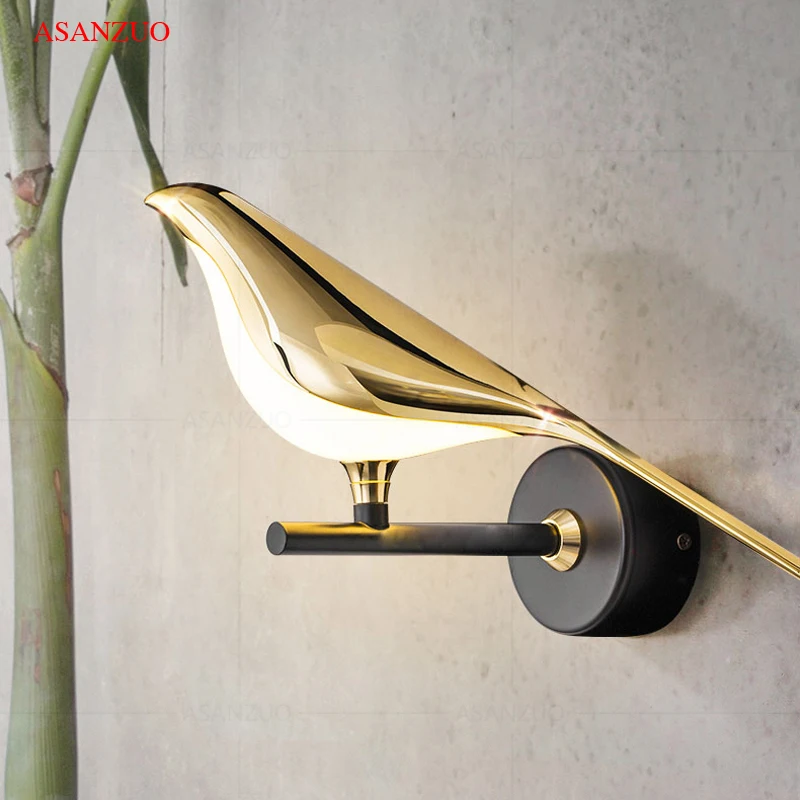 

Modern Design Golden Bird LED Wall Lamp Hallway Corridor Stairs living room wall sconce Bedroom Decoration Lighting Fixtures