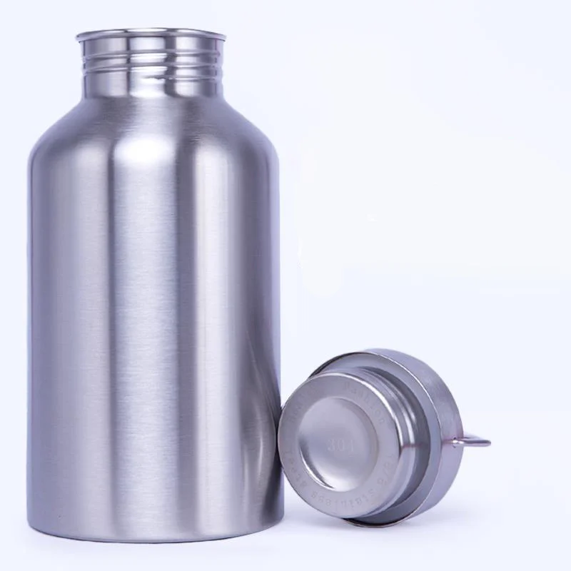 2000ML Stainless Steel Drinking Water Bottle Cycling Camping Hiking Silver Outdoor Travel Quality Portable Sports Drink Bottle