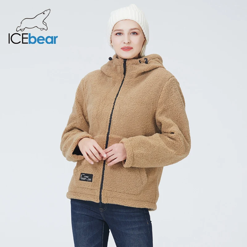 icebear 2023 autumn winter new women's jacket short cotton coat polar fleece jacket unisex brand clothing MWC20966D