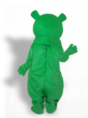 Disfraz profesional de oso verde para adulto, traje de Mascota de felpa corta para fiesta de cumpleaños, Disfraces de Halloween, ropa de Navidad