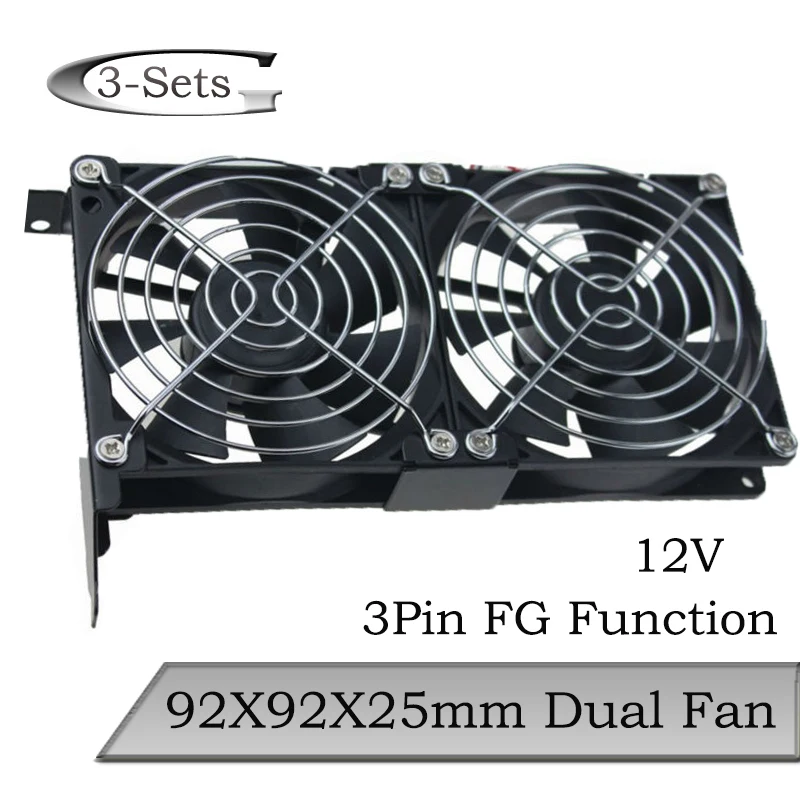 

3Sets Gdstime PC 92X92X25mm 92mm Ball Cooler Fan 9CM CPU Dual Fan Quiet Desktop Computer Chassis PCI VGA Graphics Card Cooling