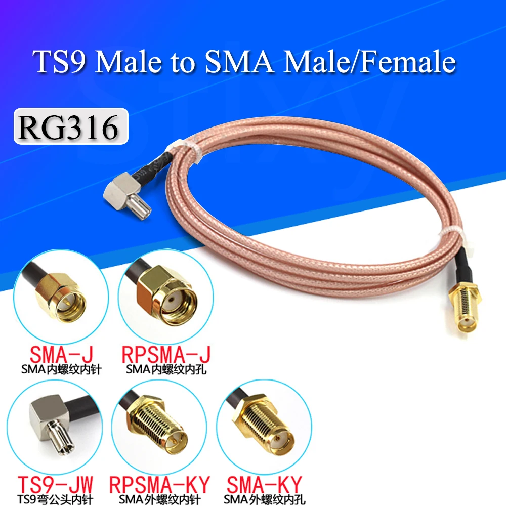 SMA Femmina a TS9 Connettore Maschio Adattatore Esterno Splitter Combinatore RF Coassiale Della Treccia del Cavo per 3G 4G antenne RG316