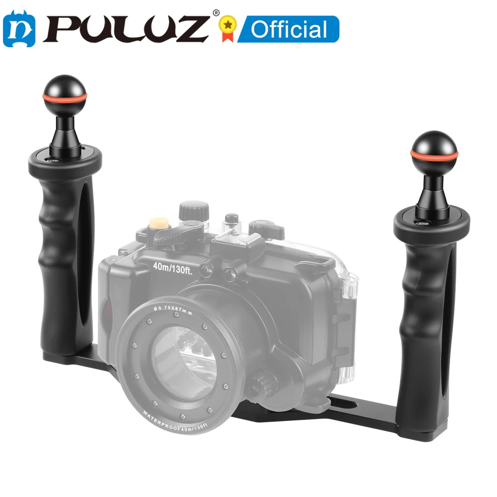 PULUZ Dual Handles Aluminium Alloy Tray Stabilizer for Underwater Camera Housings