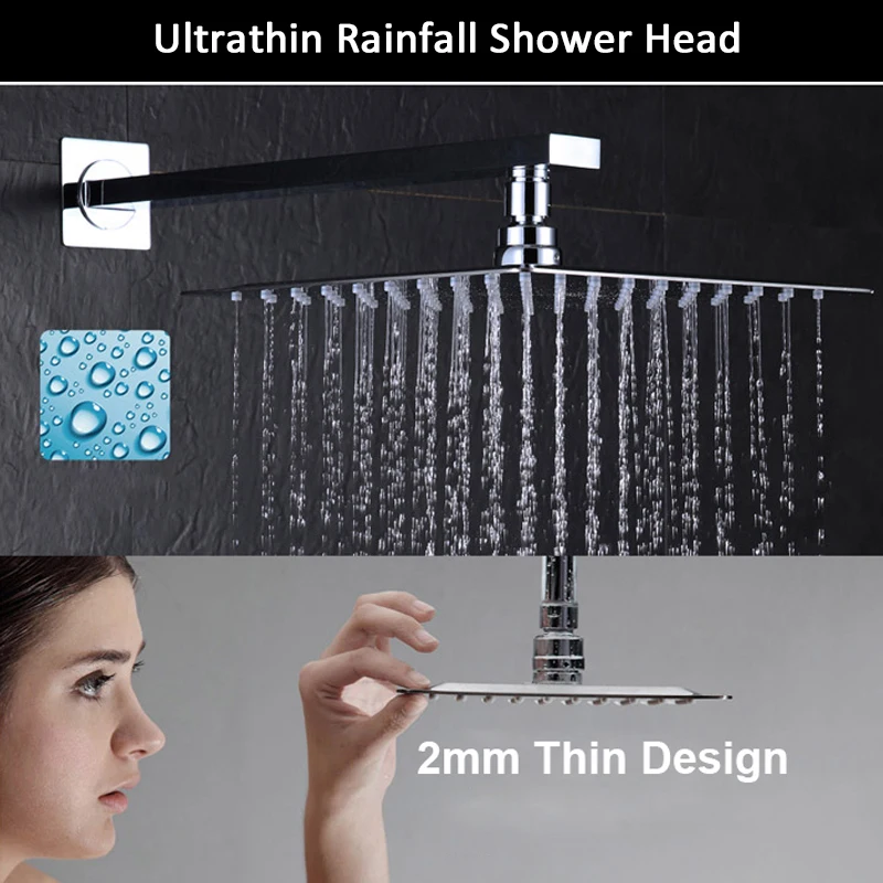 

Vidric Vidric 10'' Ultrathin Rainfall Shower Head Digital Bathroom Shower Faucet Wall Mounted Digital Screen Mixer Tap Bath Show