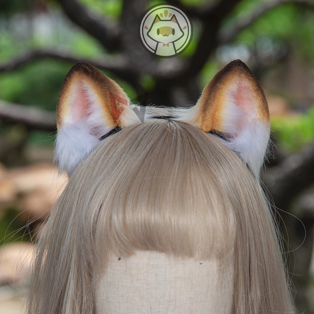 

New Handmade Work Gradient Color Cat Hairhoop Pink Brown Blue Ears Headwear For Anime Lolita Cosplay Costume Earring Accessories