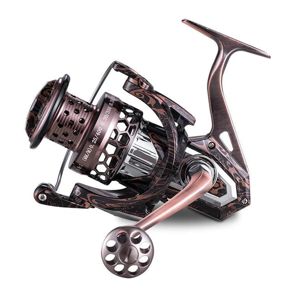 Full Alloy 12+1BB Fishing Spinning Reel Carp Fishing Spinning Wheel Metal Handle CNC Spool Reels Coil Saltwater Hollow-carved