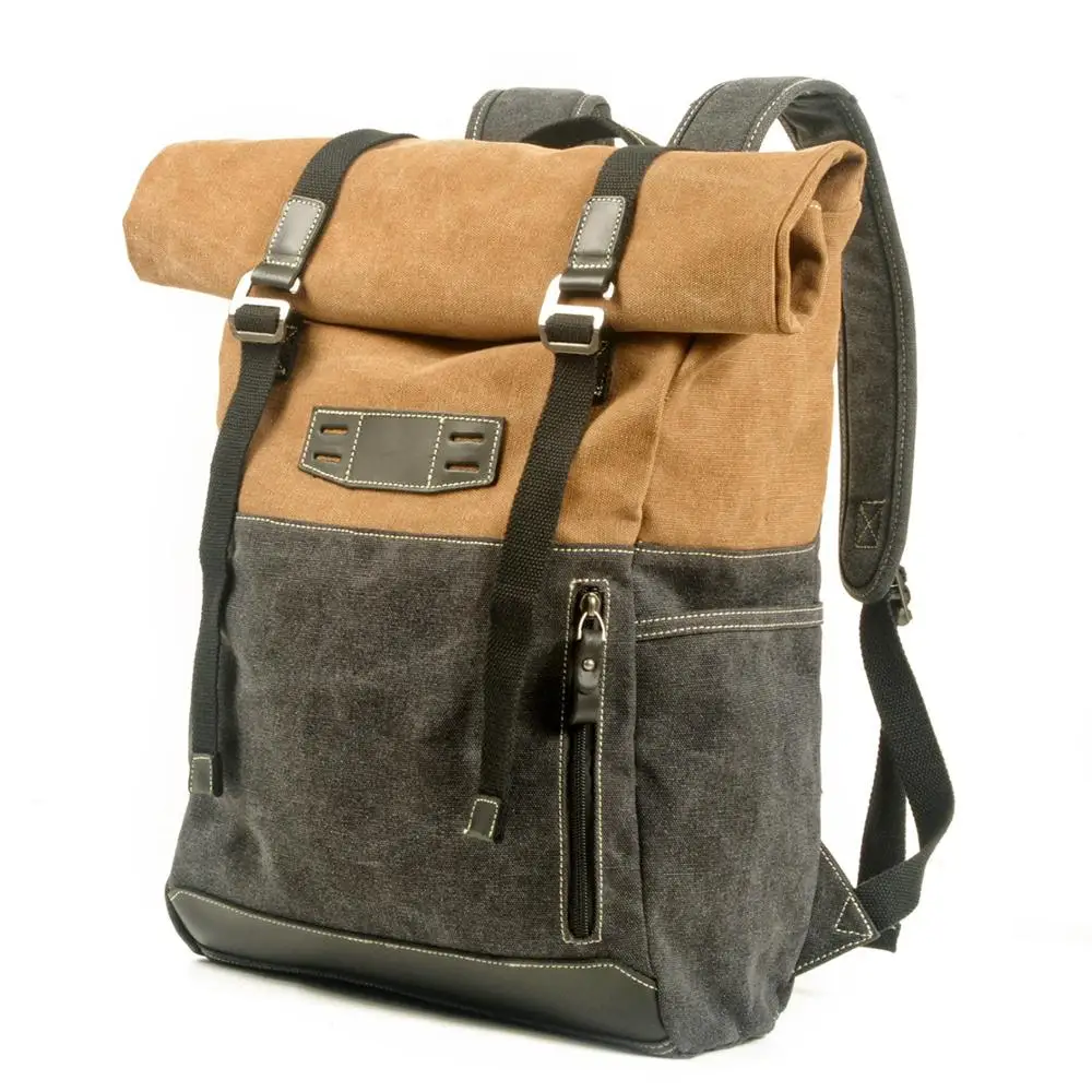 Fashion Backpack Men Bag Waxed Canvas Leather Anti-theft Computer Laptop Backpacks 2020 Vintage Hasp School Bags For Teenager