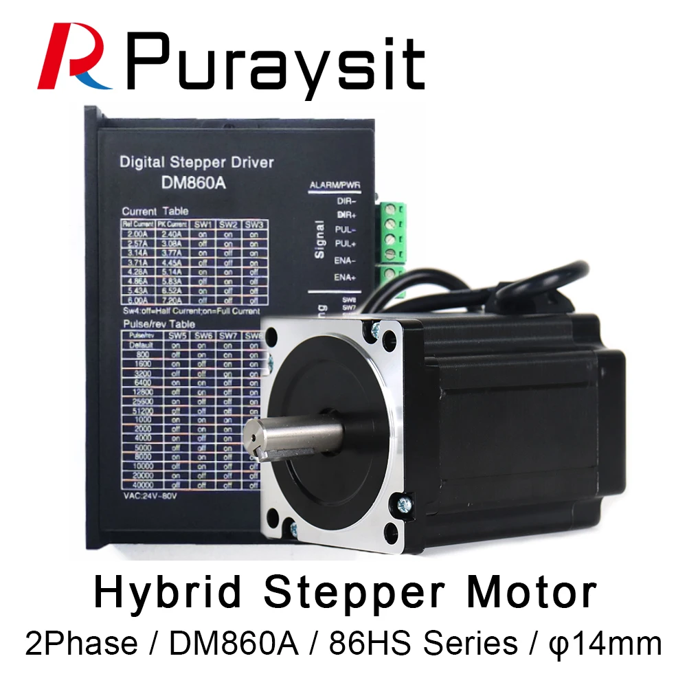 

Puraysit Puraysit Nema34 86HS 2Phase Hybrid Stepper Motor and DM860A 24-80VAC 7.2A 2Phase Digital Stepper Motor Driver