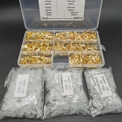 900Pcs Gold 2.8/4.8/6.3mm Male and Female Spade Quick Connectors Wire Crimp Terminal Block with Insulating Sleeve for Electrical