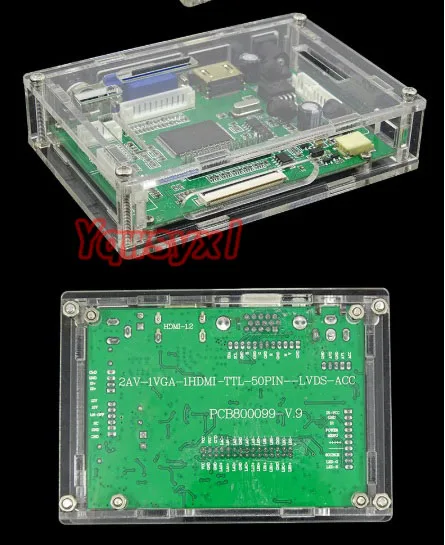 Yqwsyxl dla PCB800099 płyta sterownicza VGA przezroczyste pudełko HDMI tworzywo akrylowe powłoki kontroler LVDS płyta sterownicza powłoka ochronna