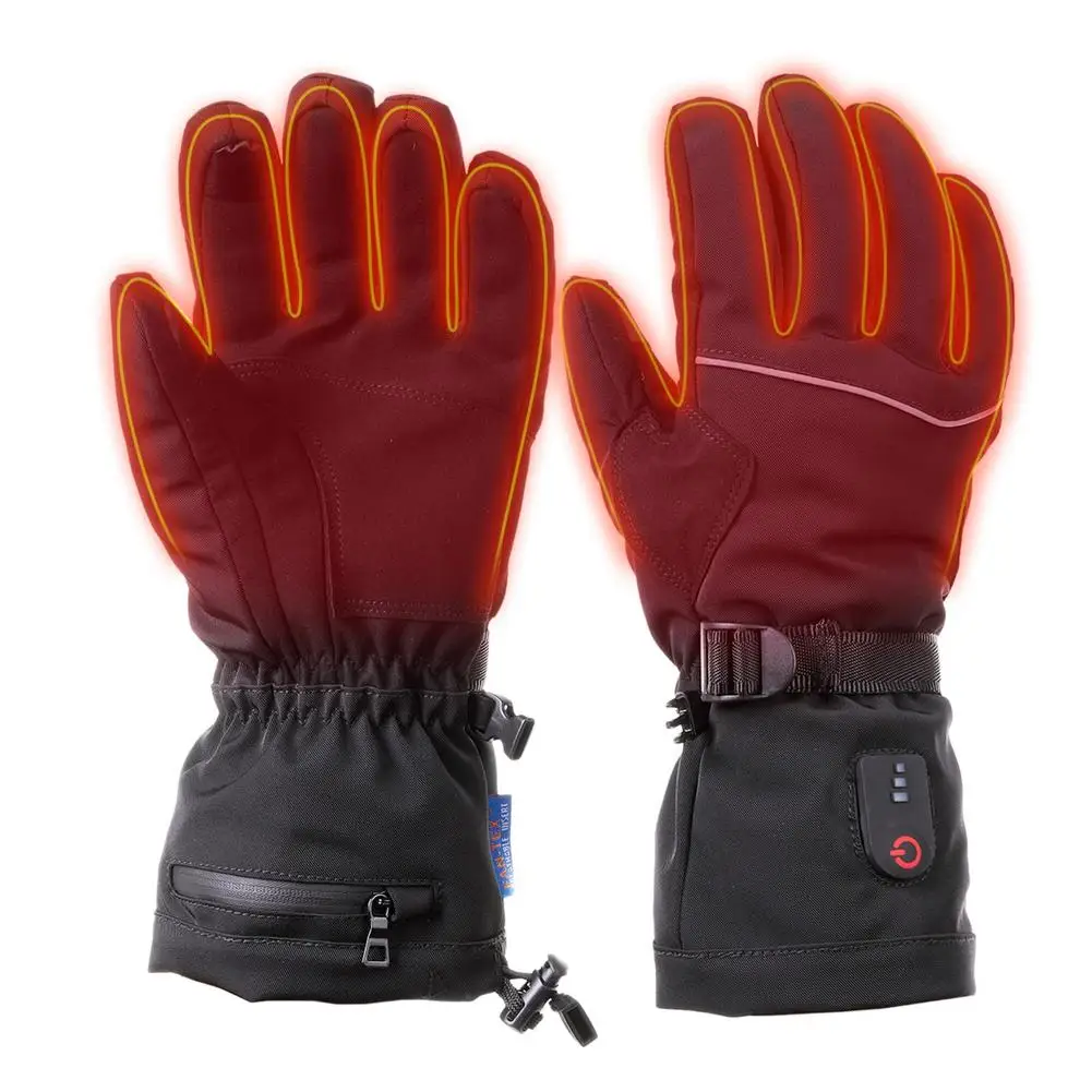 Electric Heated Gloves 2600mAh Battery Chargeable Heated Gloves Winter Gloves Three-Speed Thermostat For Skiing Mountaineering