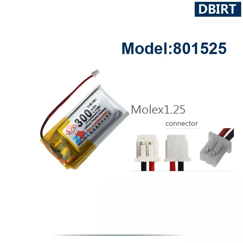 300mAh LP801525 AHB801525 801525 Molex1.25 موصل NTC 3 أسلاك بطارية للألعاب ماوس لتحديد المواقع سماعة ساعة ذكية