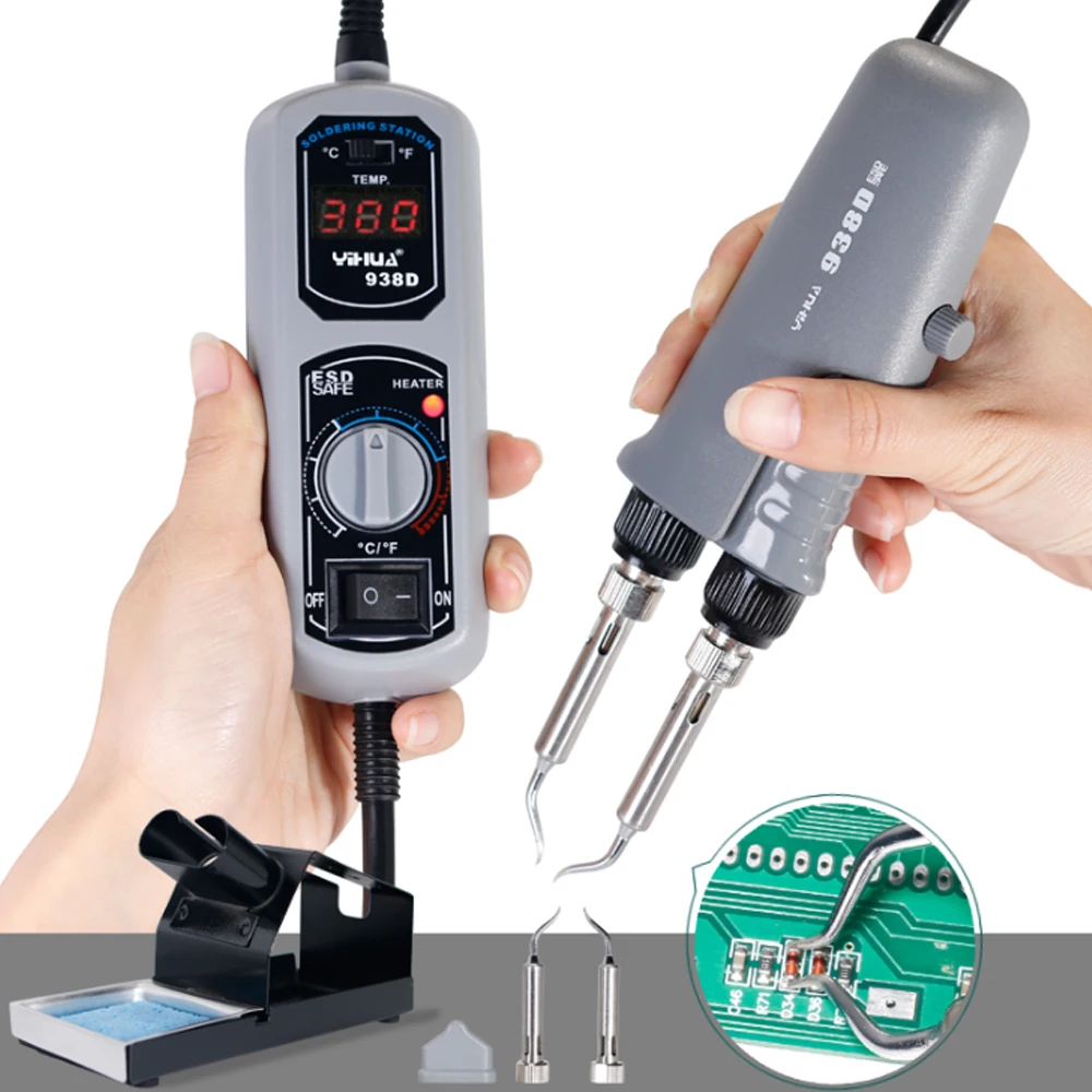 YIHUA 938D Mini TweezersPortable Hot Tweezers Mini Soldering Station 110V/220V for BGA SMD Soldering Iron Station For Soldering