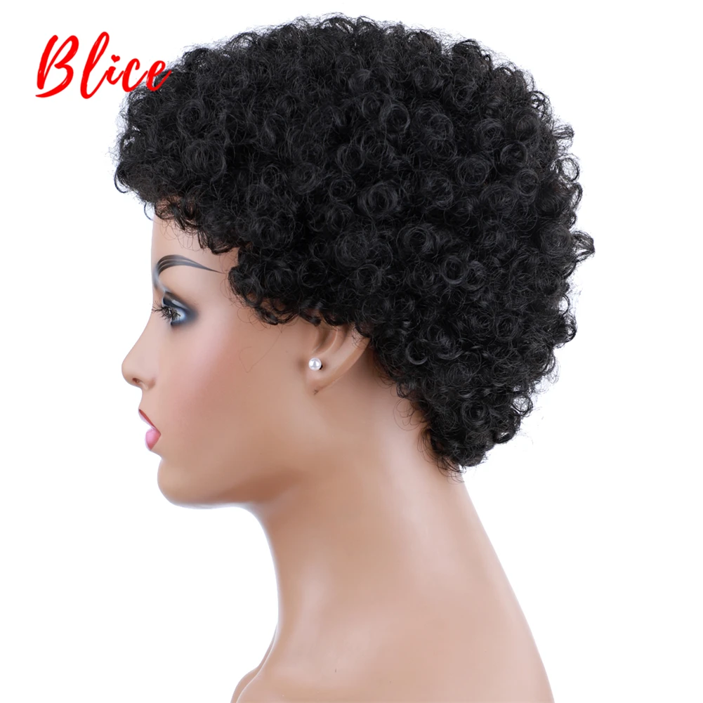 Blice 4 Inch Short Curly  Synthetic Wigs Heat Resistant For Women 100% Kanekalon Daily Party American African Wig Kinky