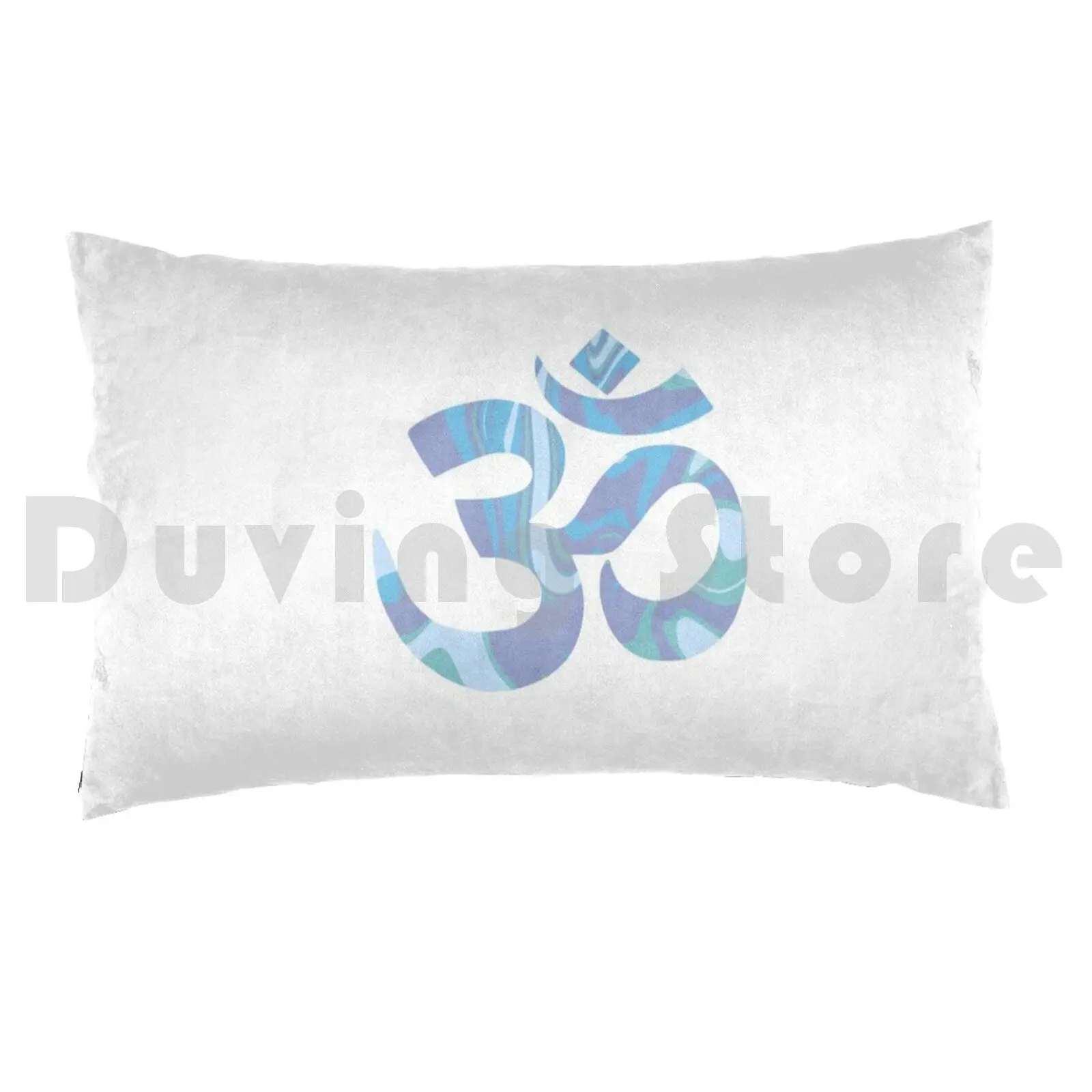 Blue Marbled Ohm Yoga Symbol Pillow Case Printed 50x75 Yoga Ohm Om Blue Blue Marble Yogi Hannahpark Hannah